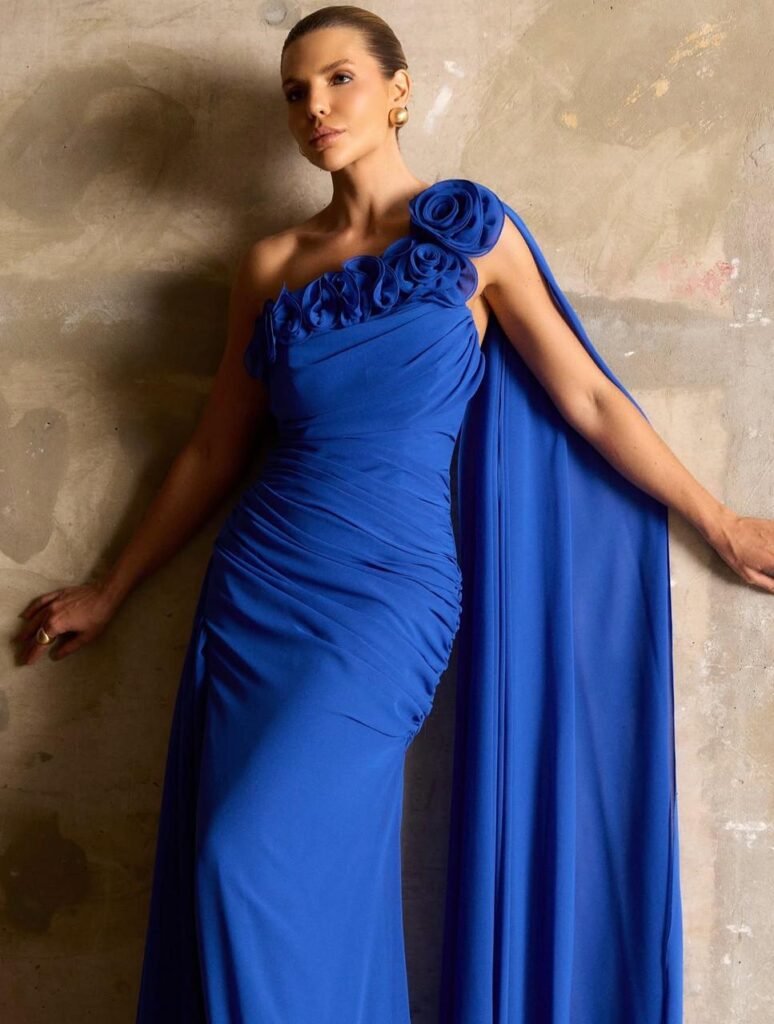 Vestido Azul Royal Ombro Únicoo