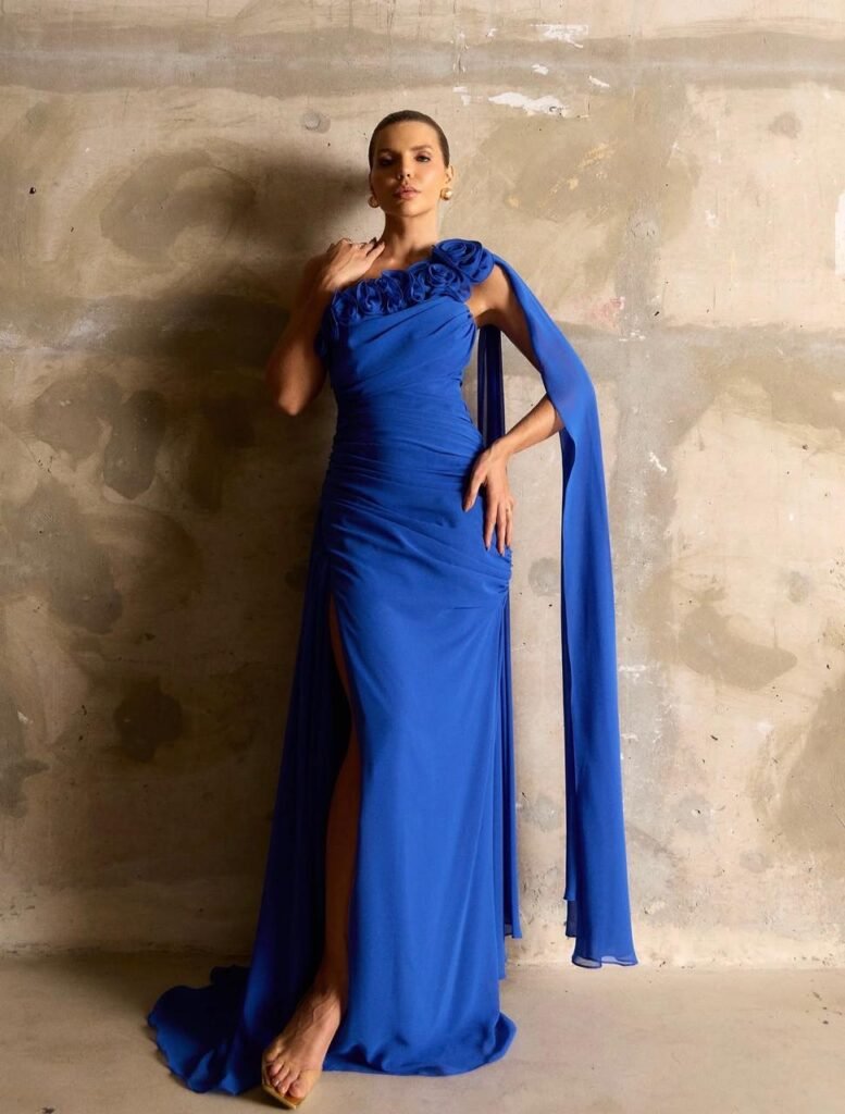 Vestido Azul Royal Ombro Únicooo