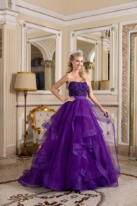 Vestido de debutante roxo dois em um