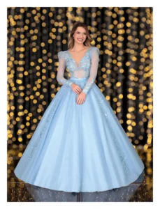 Vestido de Debutante Azul Claro 2 em 1 com Bordados – Foto 1 – 1998